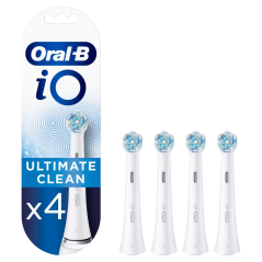 "Oral-B iO Ultimate Clean Brush Heads - White (4 Pack) | Superior Cleaning for a Radiant Smile!"